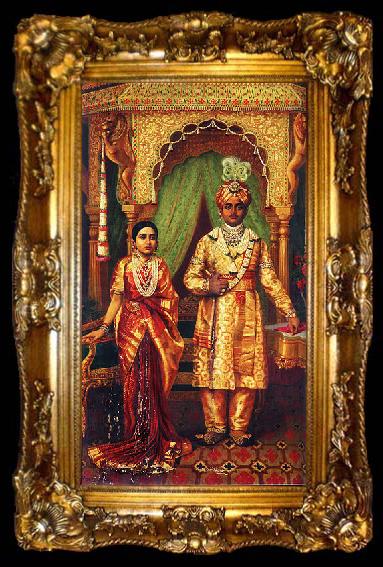 framed  Raja Ravi Varma Krishnaraja Wadiyar IV and Rana Prathap Kumari of Kathiawar, ta009-2